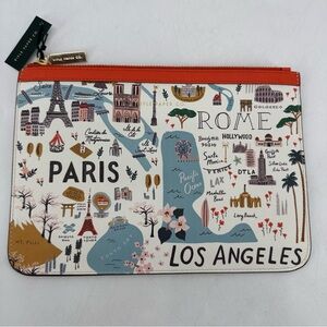 Rifle Paper Co. NEW Bon Voyage Artsy Vegan Leather Travel Pouch Clutch NWT